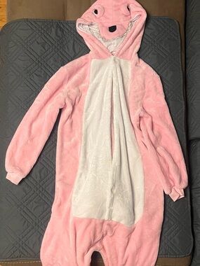 Cozy Pink Plush Hooded Women's Dragon Onesie - Medium